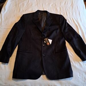 Hathaway Platinum men's black size 42 long Cashmere blazer, New